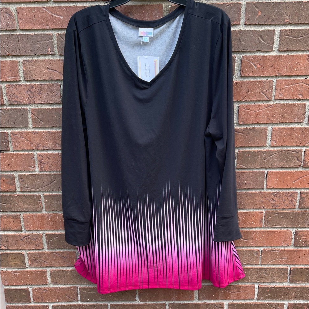 LuLaRoe Black and Pink Elizabeth Long Sleeve Top